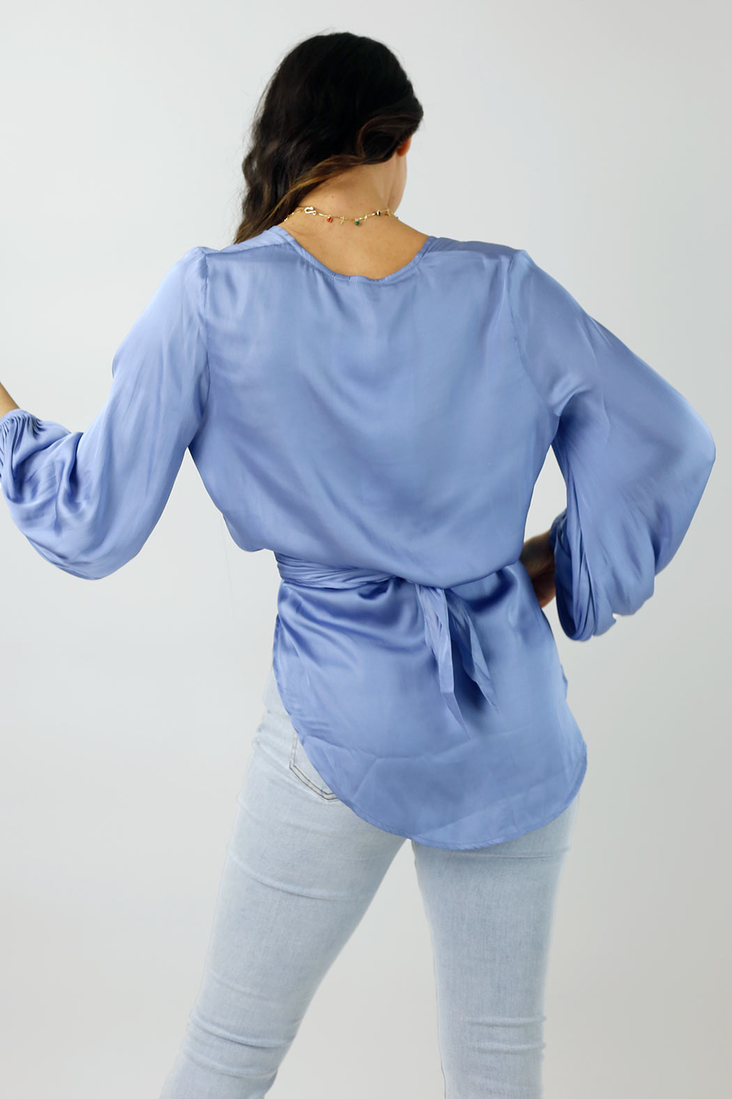Cornflower Silky Zhoush Shirt - Final Sale