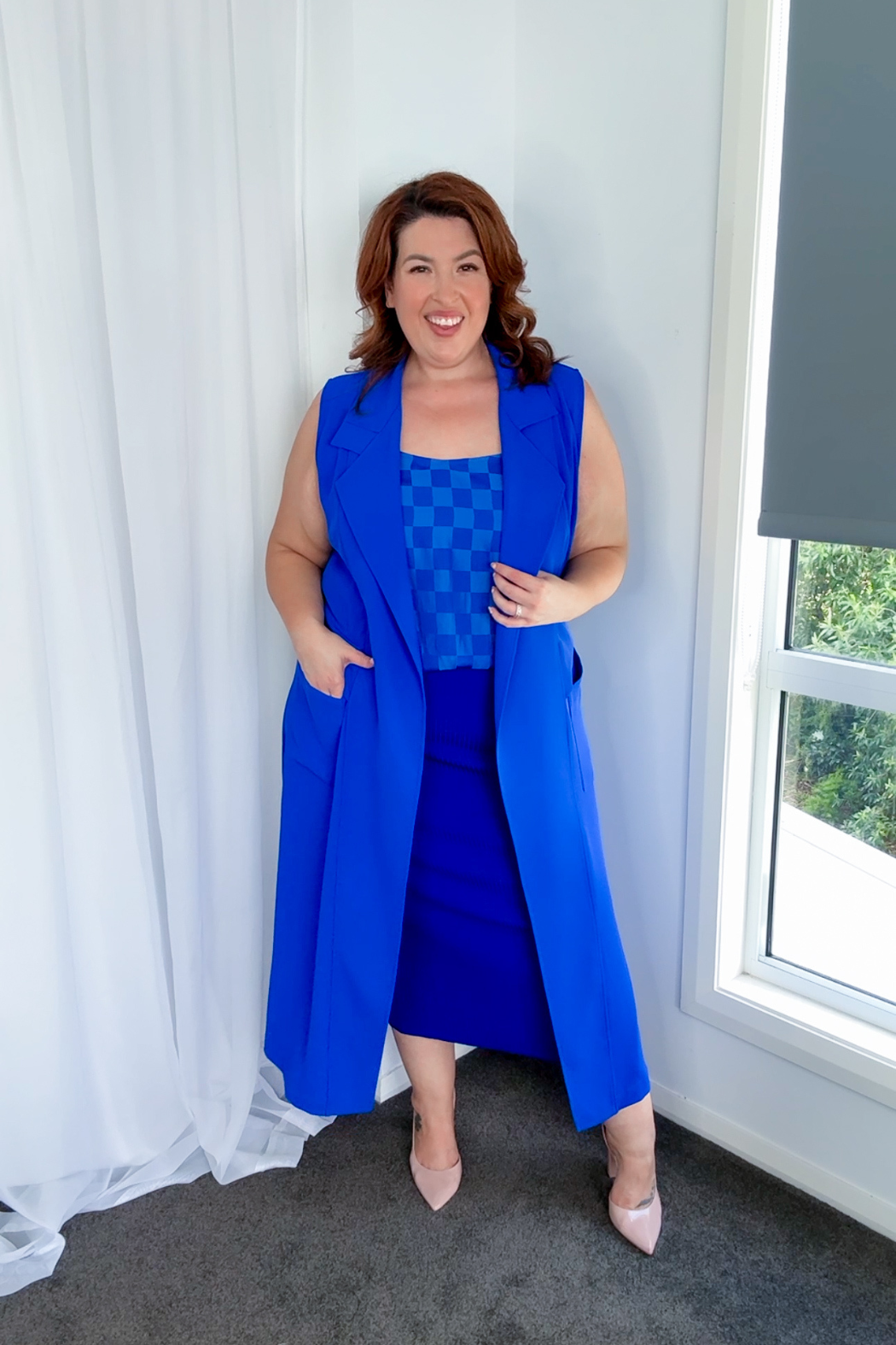 Cobalt Checkerboard Silky Lily Cami