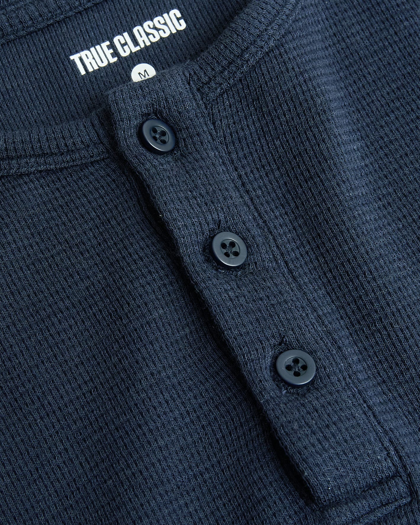 Boys Navy Long Sleeve Waffle Henley
