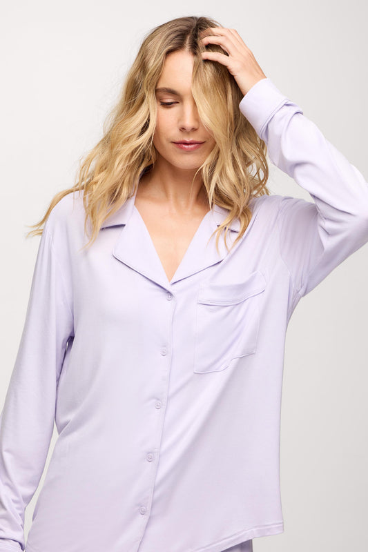 Long Sleeve Button-Up Pajama Shirt | Lilac