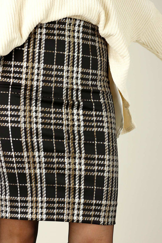 Gold Check Mini Skirt - FINAL SALE