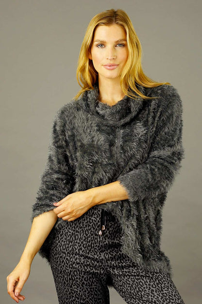 Dark Grey Plush Cowl Overtop - FINAL SALE