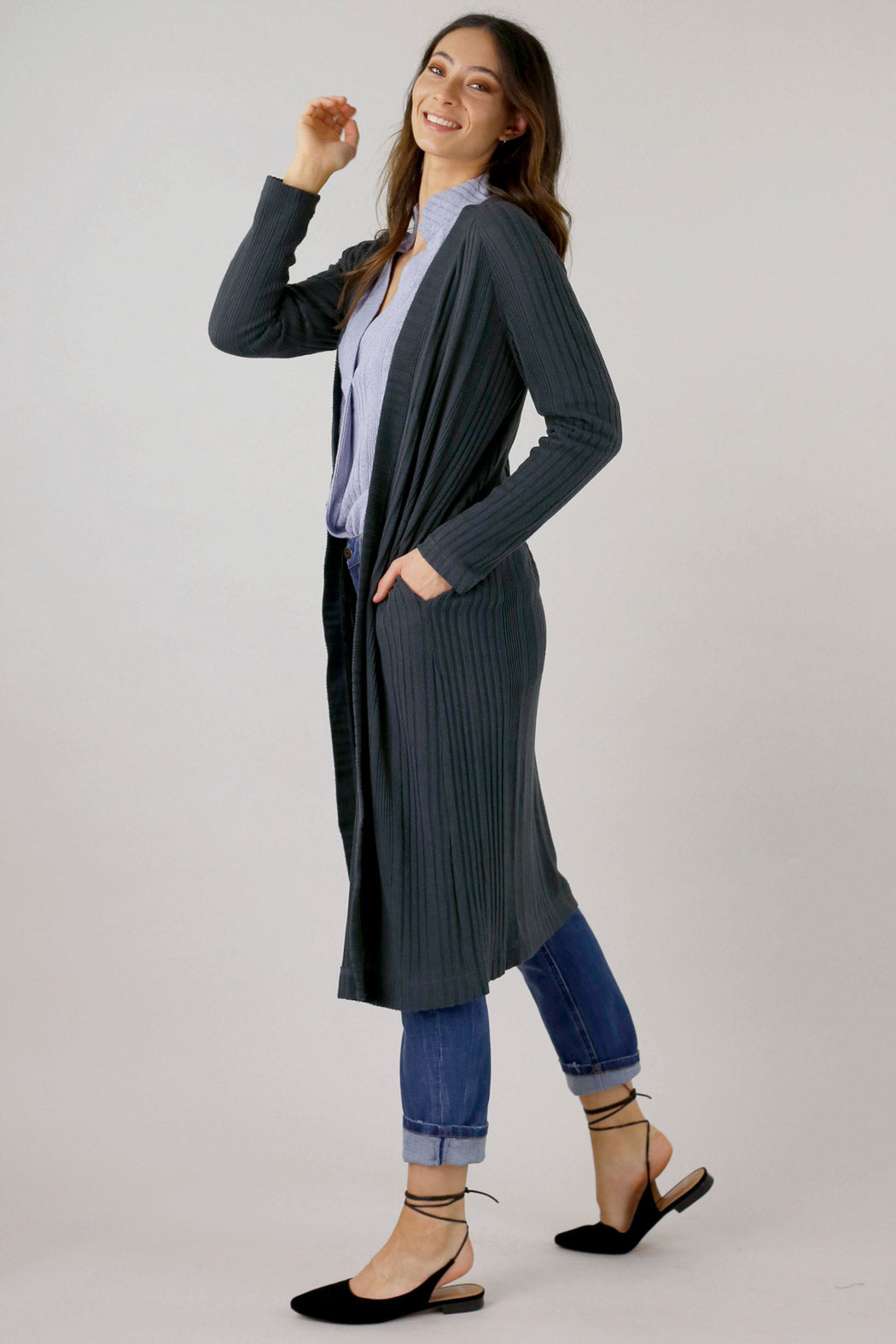 Charcoal Rib Lounge Cardi