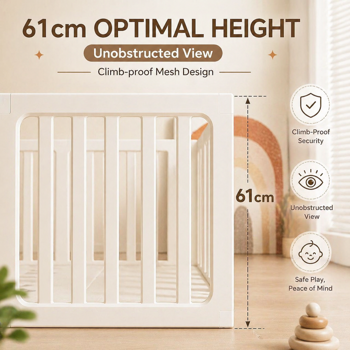 3-in-1 Kids Playpen | Converts to Storage Shelf & Wardrobe | HDPE Safety Fence with Door Lock | Baby Play Yard - Little Kooma