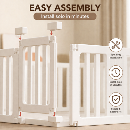 3-in-1 Kids Playpen | Converts to Storage Shelf & Wardrobe | HDPE Safety Fence with Door Lock | Baby Play Yard - Little Kooma