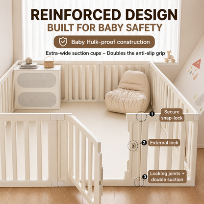 3-in-1 Kids Playpen | Converts to Storage Shelf & Wardrobe | HDPE Safety Fence with Door Lock | Baby Play Yard - Little Kooma