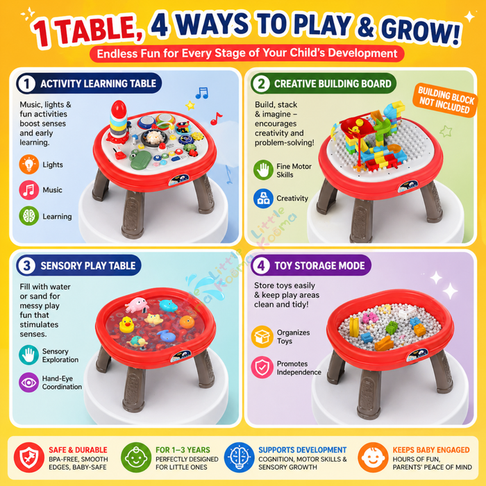 4-In-1 Multi-Functional Baby Activity Center & Toddler Play Table For 1-3 Years Kids - Little Kooma