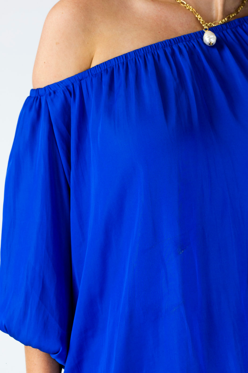 Cobalt Silky Off Shoulder Top - FINAL SALE