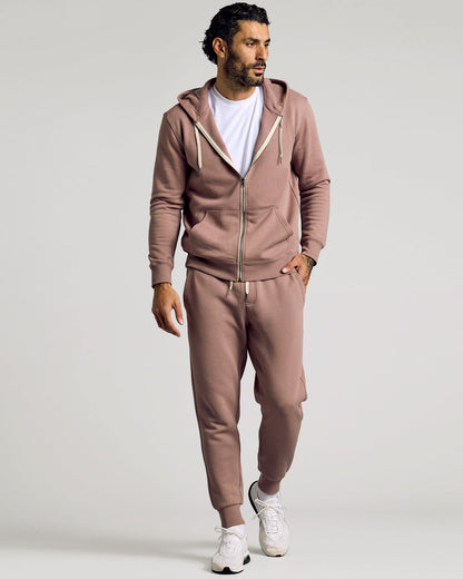 Slate Mauve Fleece French Terry Zip Hoodie