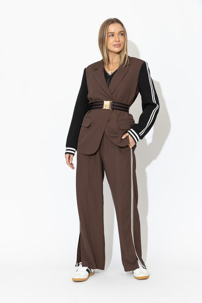 Chocolate Euro Stripe Boyfriend Blazer