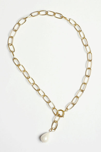 Gold Chain Pearl Necklace