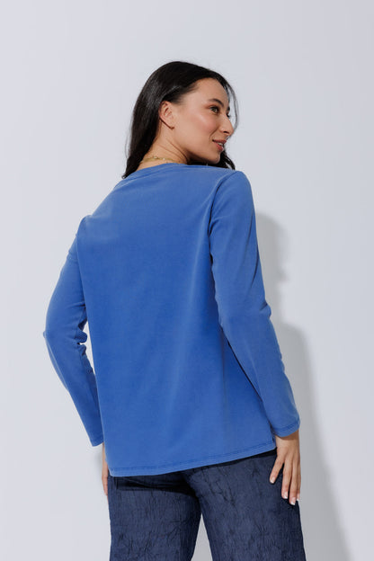 Cobalt Washed Cotton Band T-Shirt
