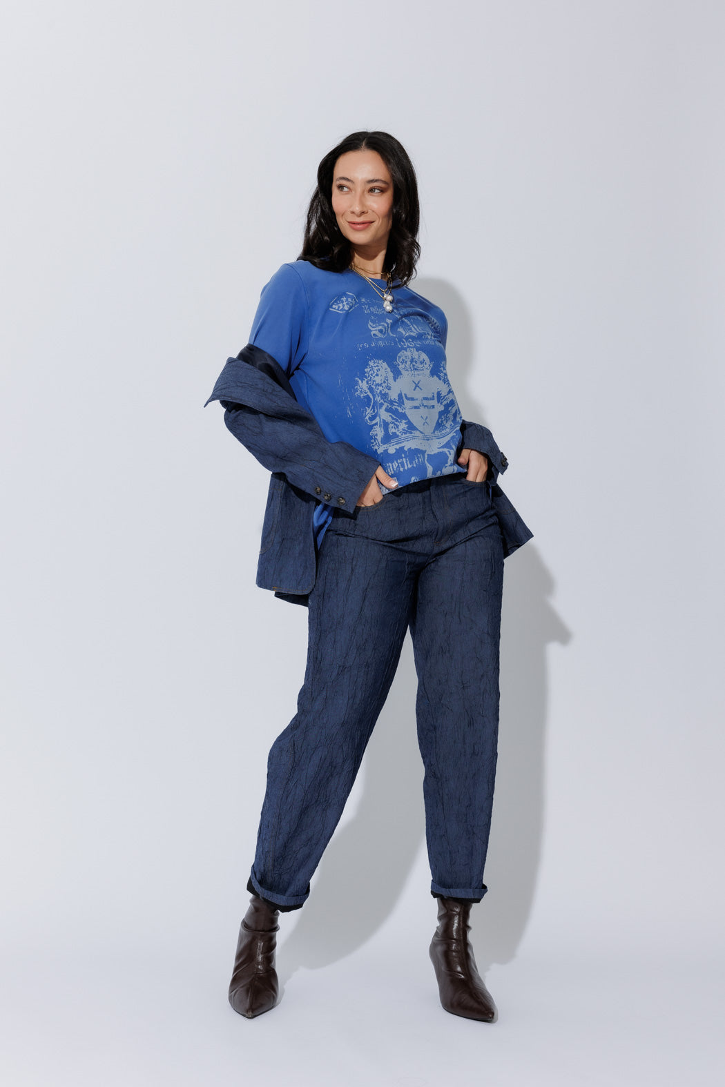 Cobalt Washed Cotton Band T-Shirt