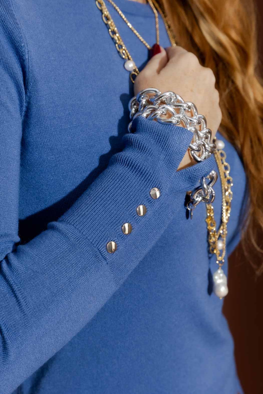 Cornflower Fine Knit Crew Jumper Cornflower S