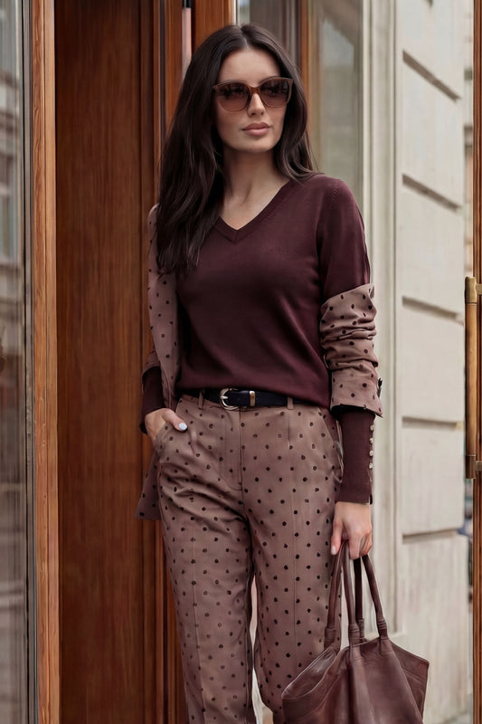 Chocolate Fine Knit V Top