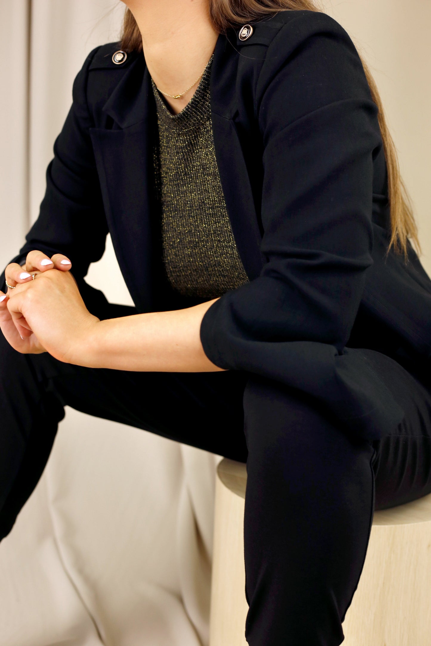 Flax Military Blazer - Black - SALE