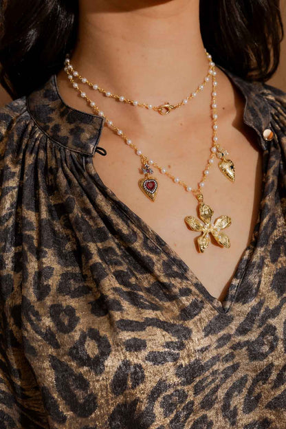 Gold Pearl Chain With Charms