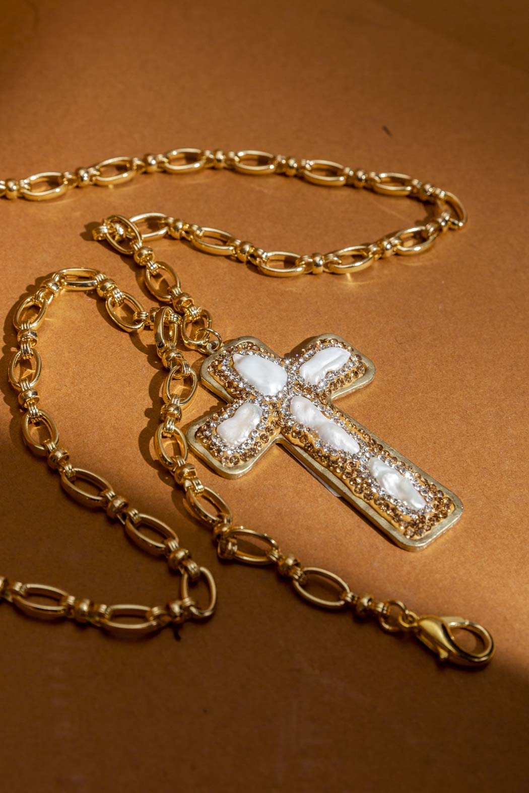 Gold Pave Cross Necklace