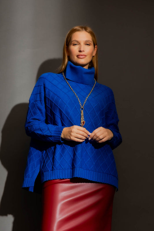 Cobalt Diamond Cowl Neck Jumper Cobalt S/M