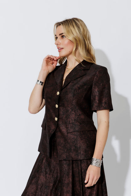 Deep Plum Short Sleeve Blazer