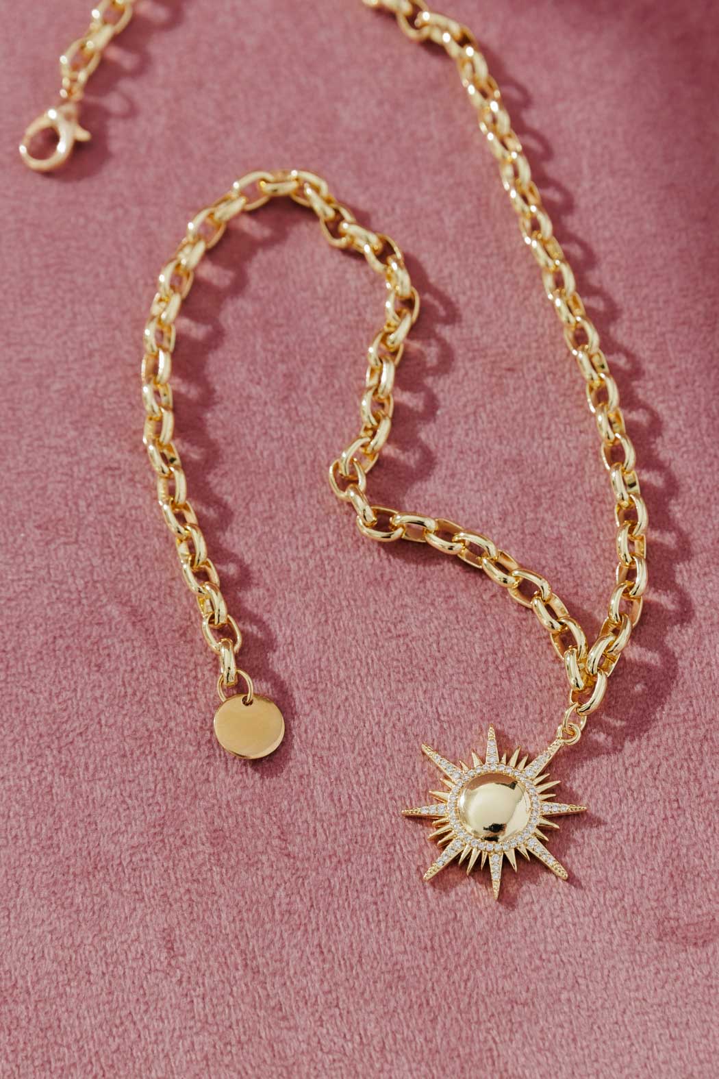 Gold Diamonte Sun Necklace