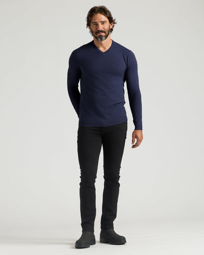 Navy Dressy V-Neck Sweater