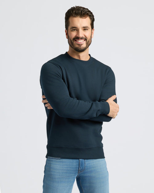 Navy Fleece French Terry Pullover Crew Neck