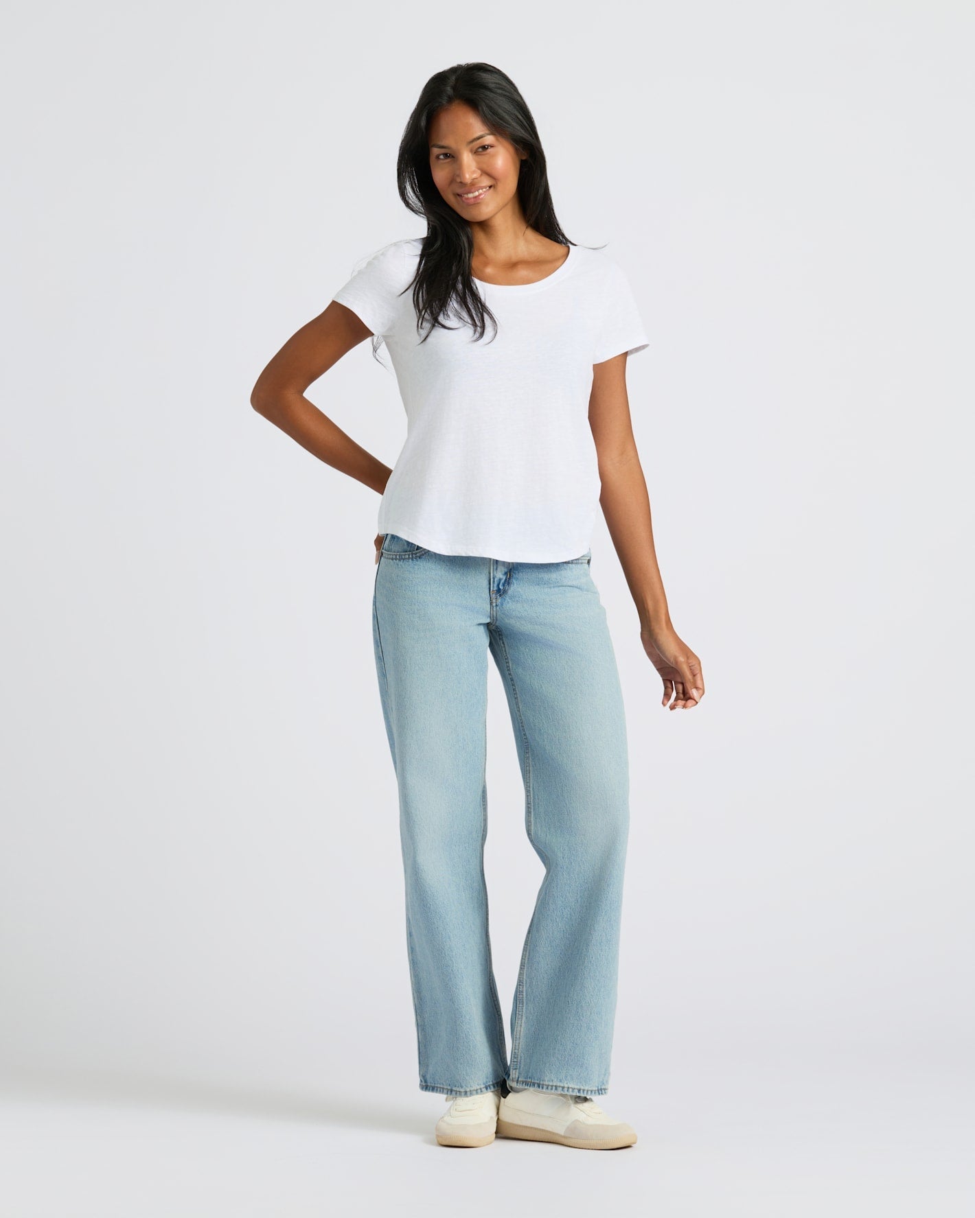 Womens White Slub Scoop Neck Tee 4-Pack