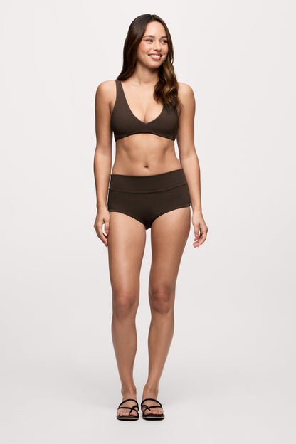 Boy Short Bikini Bottom | Crispy Espresso