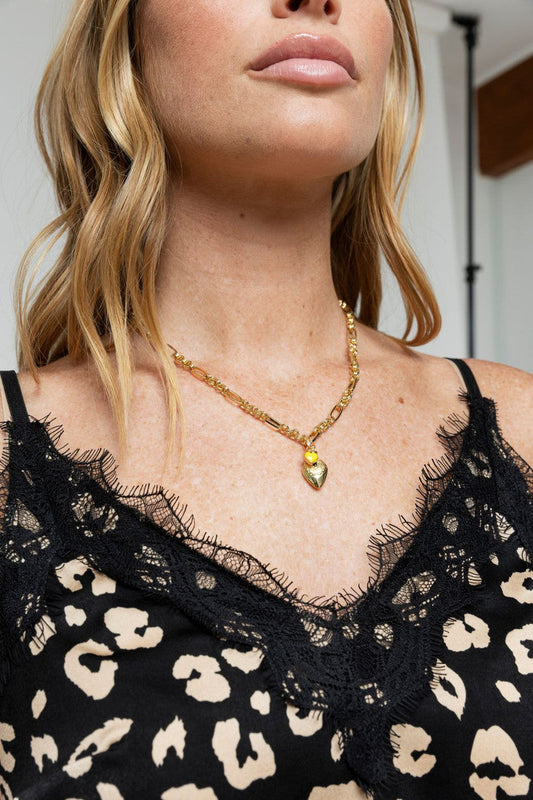Gold Plated Chain Diamante Necklace S