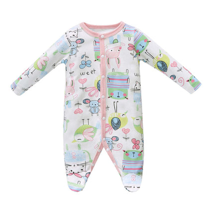 Baby Cotton Sleepsuit Mouse Cat Bunny Bird All In One Jumpsuit Feet Cover - Little Kooma