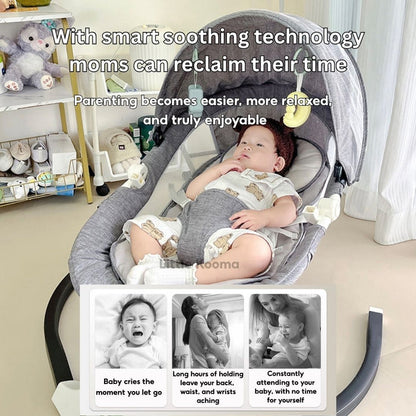 Electric Baby Rocking Chair with Bluetooth Music, Remote Control & Mosquito Net – Adjustable Swing & Recline - Little Kooma