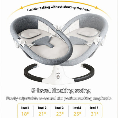 Electric Baby Rocking Chair with Bluetooth Music, Remote Control & Mosquito Net – Adjustable Swing & Recline - Little Kooma