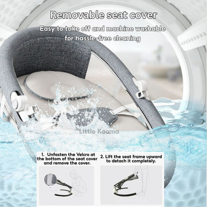 Electric Baby Rocking Chair with Bluetooth Music, Remote Control & Mosquito Net – Adjustable Swing & Recline - Little Kooma