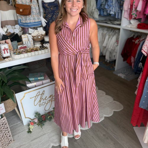 Gabrielle Dress (Pink/Tan)