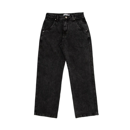 Jeans Pants Logo Line Washed Black - Four Street