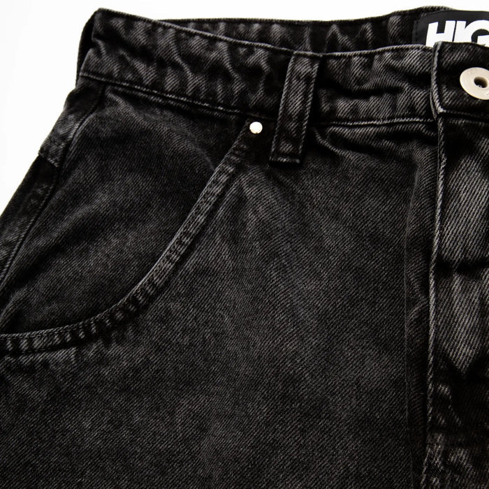 Jeans Pants Logo Line Washed Black - Four Street