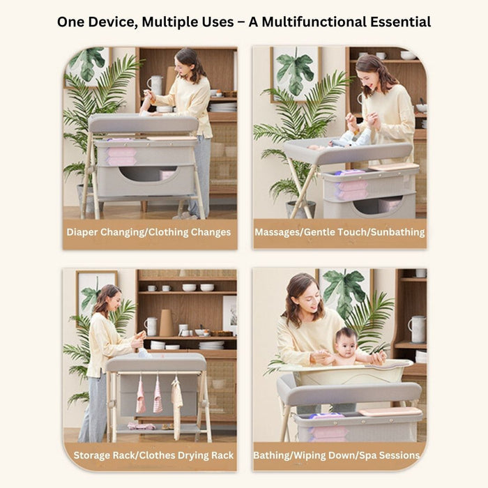 Mobile Foldable Multi-functional Baby Diaper Changing Station Table Adjustable Height - Little Kooma
