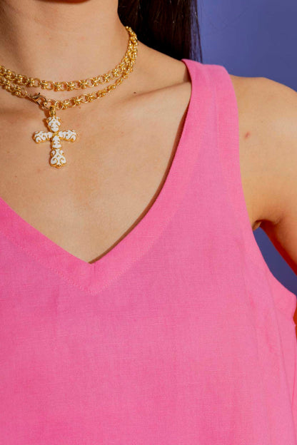 Enamel Filigree Cross Necklace S