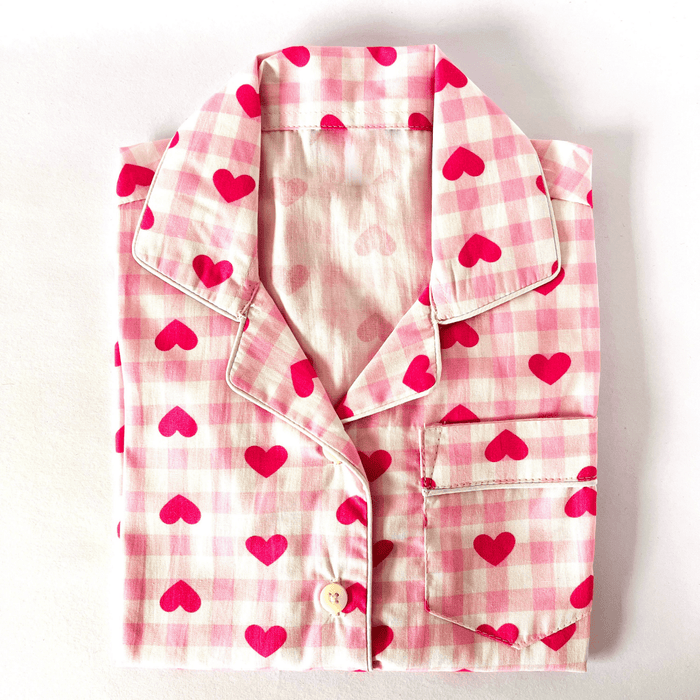 Pink Checks with Hearts Pyjamas - Little Kooma