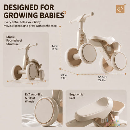 Ready Stock Baby Balance Bike 18-48 Months Kids Ride On Toy EVA Silent Wheels Storage Basket - Little Kooma
