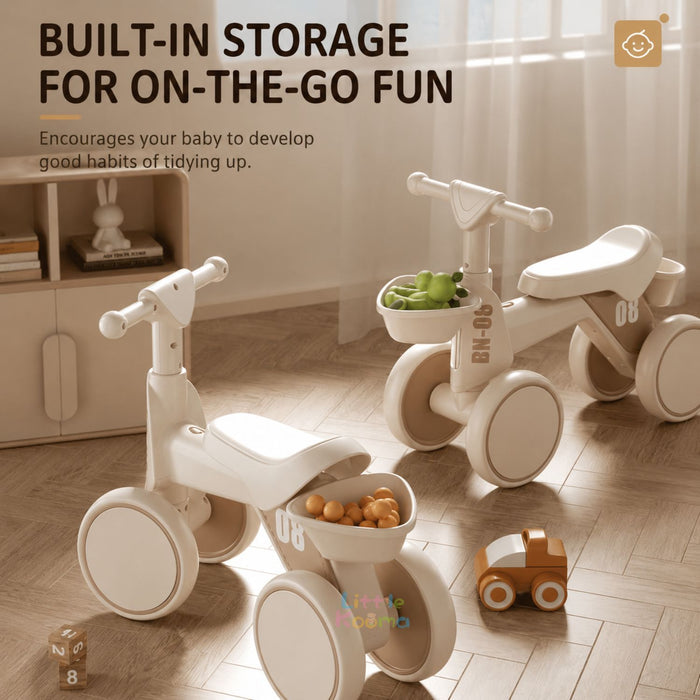 Ready Stock Baby Balance Bike 18-48 Months Kids Ride On Toy EVA Silent Wheels Storage Basket - Little Kooma