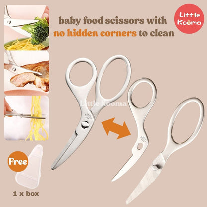 Ready Stock Baby Food Scissors 304 Stainless Steel Detachable Safe Easy-Clean Kids Cutter - Little Kooma
