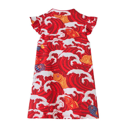 Ready Stock Carp Dragon Leap Girl Cheongsam Dress Baby Kids CNY Chinese New Year Outfit - Little Kooma