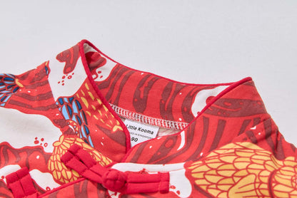 Ready Stock Carp Dragon Leap Girl Cheongsam Dress Baby Kids CNY Chinese New Year Outfit - Little Kooma