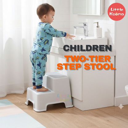 Ready Stock Kids 2-Step Anti-Slip Stool | Baby Stepping Stool for Bathroom & Toilet | 150kg Load - Little Kooma