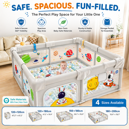 Portable Baby Toddler Pop Up Mesh Playpen Play Yard w Ocean Balls - Little Kooma