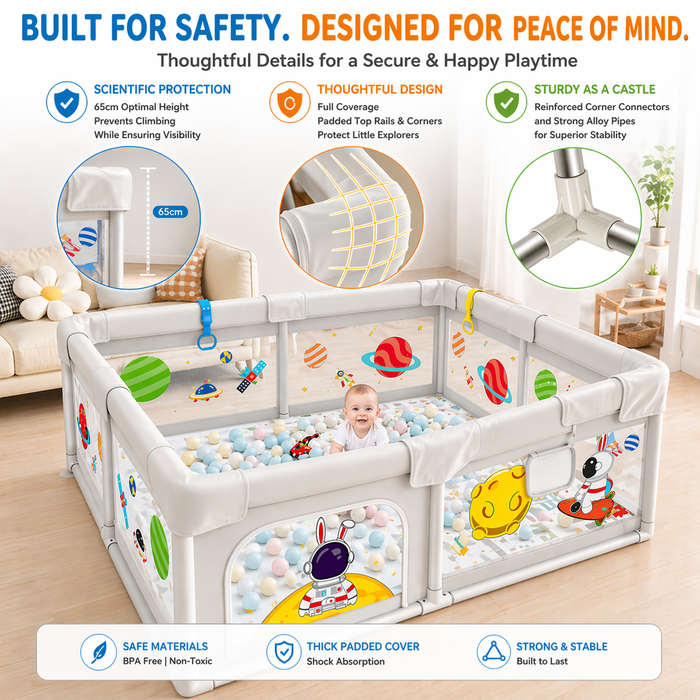 Portable Baby Toddler Pop Up Mesh Playpen Play Yard w Ocean Balls - Little Kooma