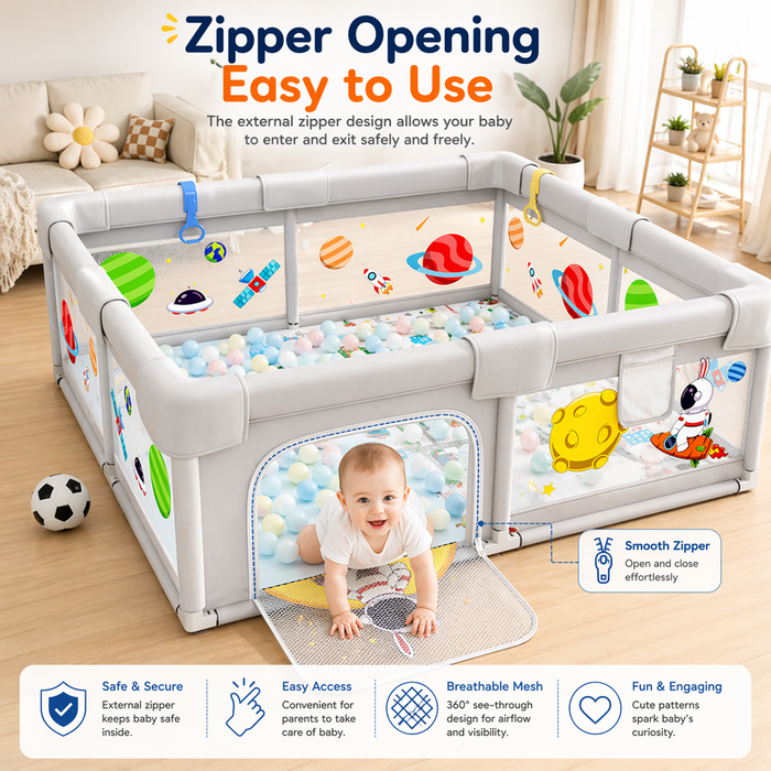 Portable Baby Toddler Pop Up Mesh Playpen Play Yard w Ocean Balls - Little Kooma