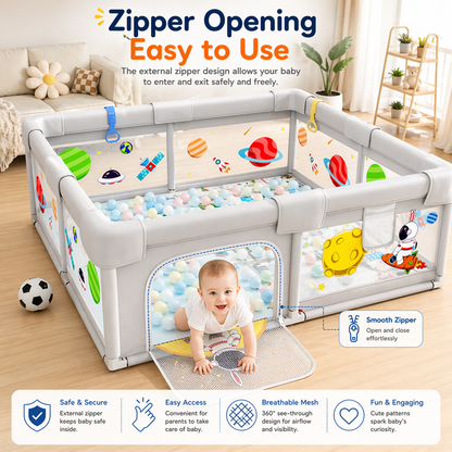 Portable Baby Toddler Pop Up Mesh Playpen Play Yard w Ocean Balls - Little Kooma